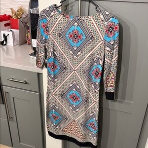 Atmosphere Multicolor Geometric Long Sleeve Dress